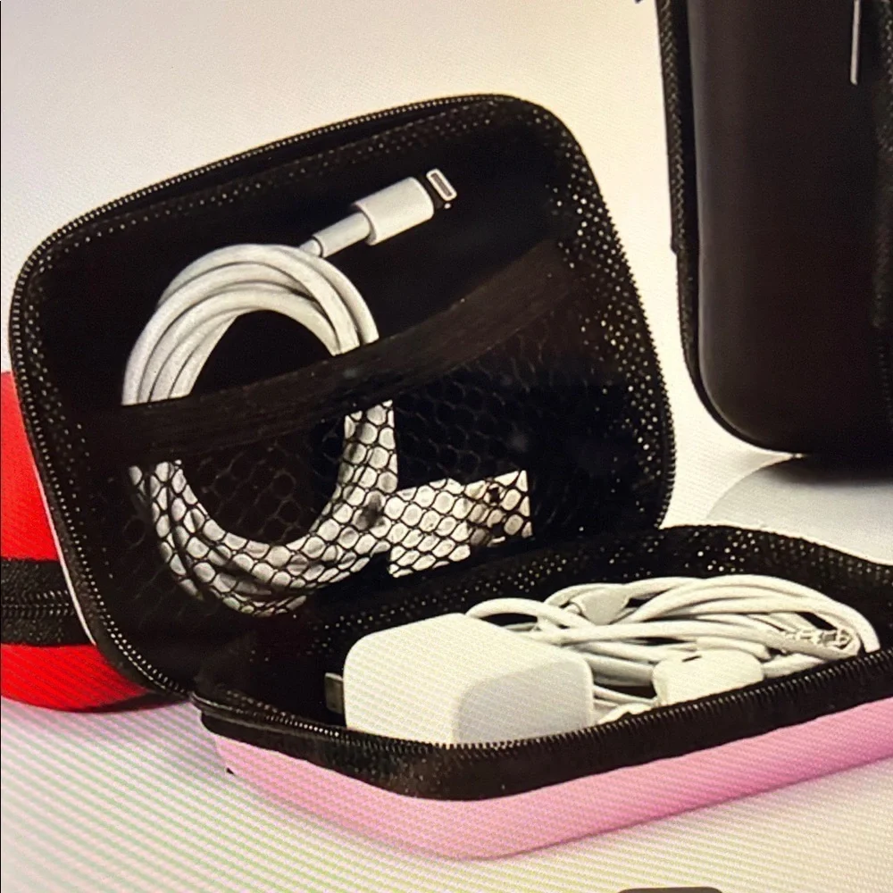 Blue Hard Shell Travel Case for Earbuds Chargers Small Electronics